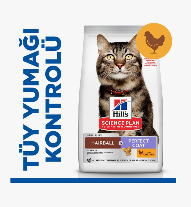 Hill's SP Tüy Yumağı Kontrolü Tavuklu 7+ Yetişkin Kedi Maması 1,5 Kg - 1