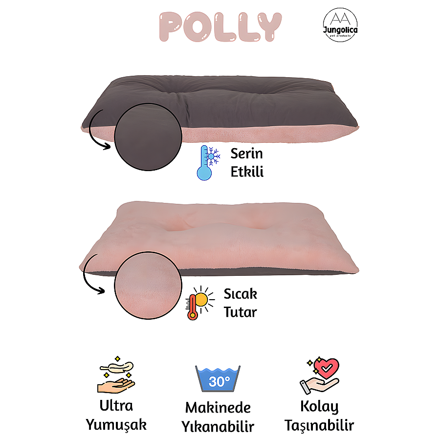 Jungolica Polly Pembe-Antrasit Evcil Hayvan Yatağı M - 1