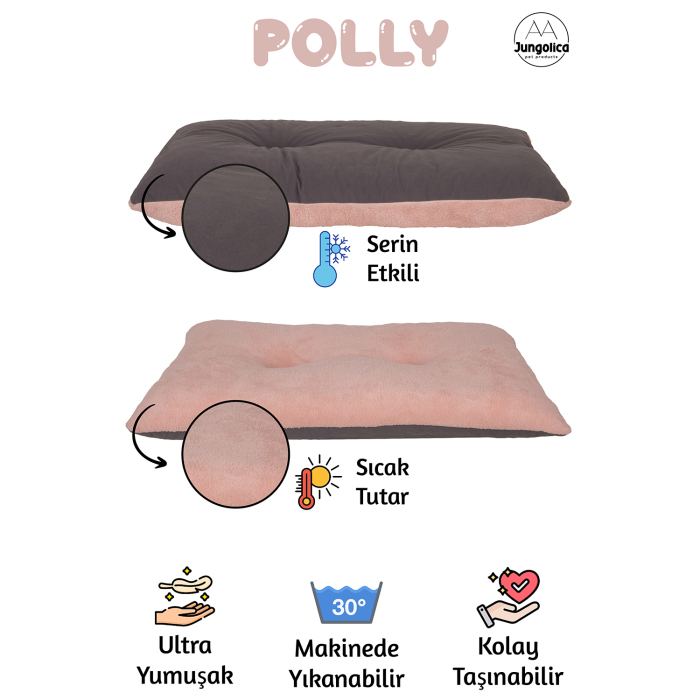 Jungolica Polly Pembe-Antrasit Evcil Hayvan Yatağı M - 4