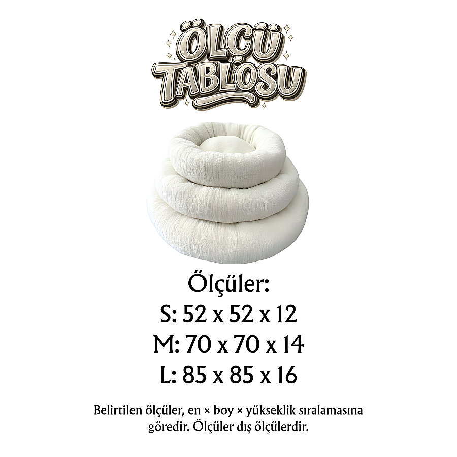Jungolica Teddy Donut Ekru Evcil Hayvan Yatağı M - 3