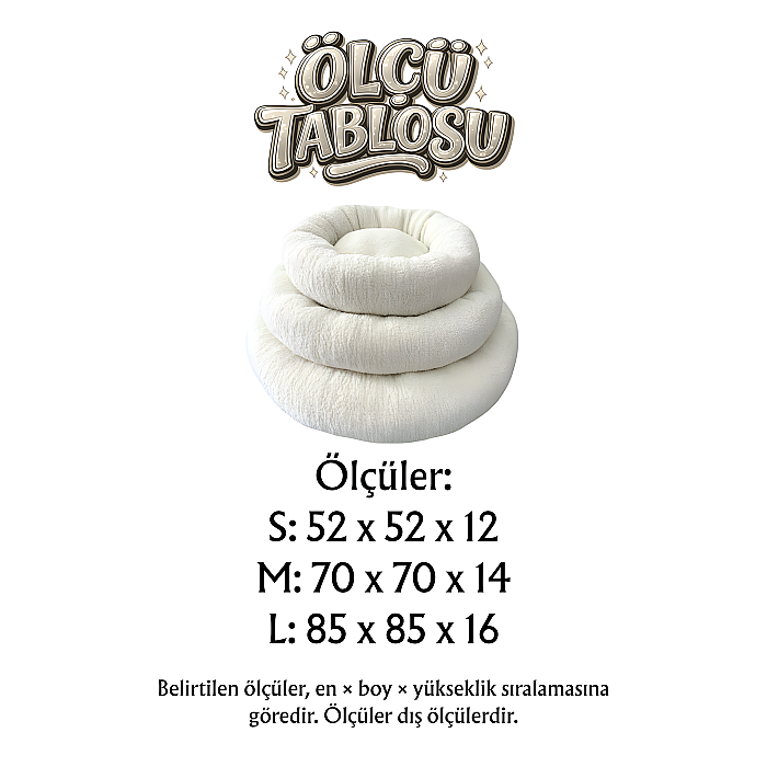 Jungolica Teddy Donut Ekru Evcil Hayvan Yatağı S - 3