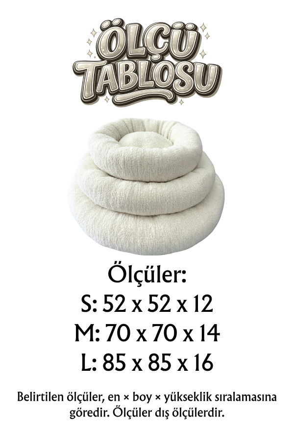 Jungolica Teddy Donut Ekru Evcil Hayvan Yatağı S - 4